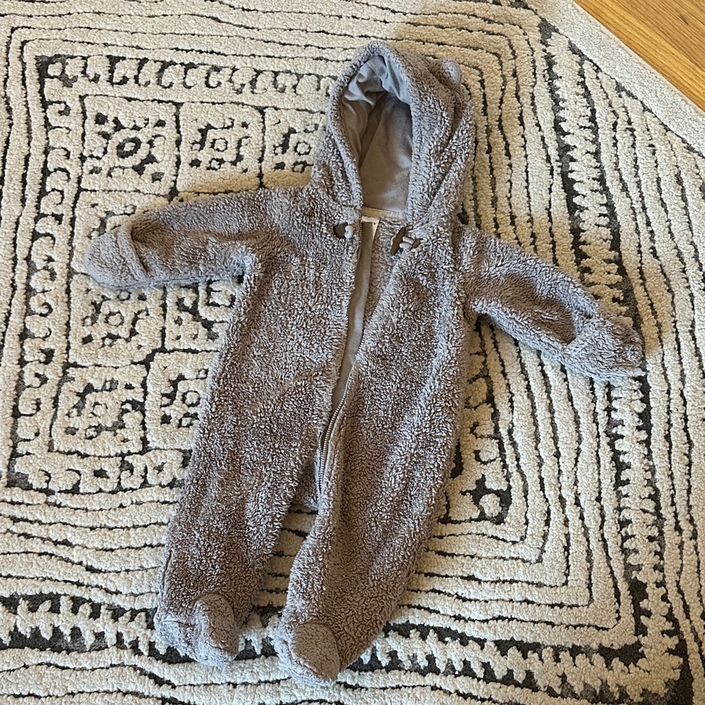 Carter's Fuzzy Gray Hooded Footie